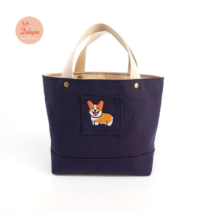 👑 皇室小短腿柯基 手提袋 帆布包 精選刺繡 厚磅 硬挺 台灣製