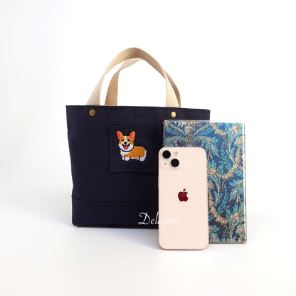 👑 皇室小短腿柯基 手提袋 帆布包 精選刺繡 厚磅 硬挺 台灣製