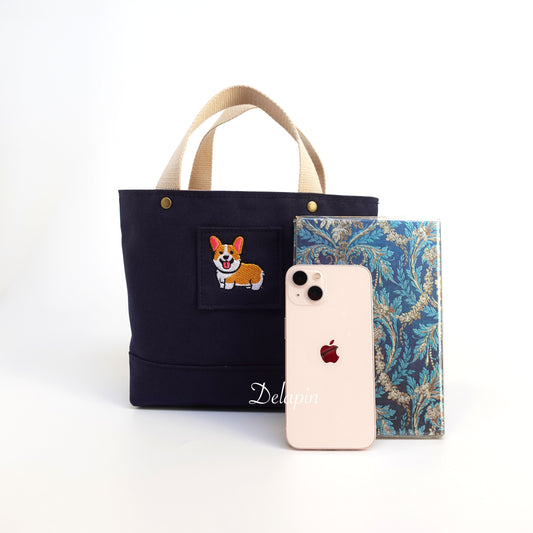 👑 皇室小短腿柯基 手提袋 帆布包 精選刺繡 厚磅 硬挺 台灣製