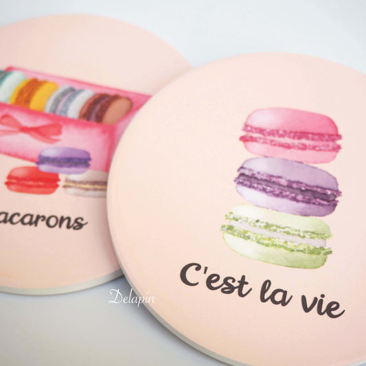 【馬卡龍系列】🇫🇷 C'est la vie & macarons禮盒 MIT 鶯歌陶瓷 吸水杯墊