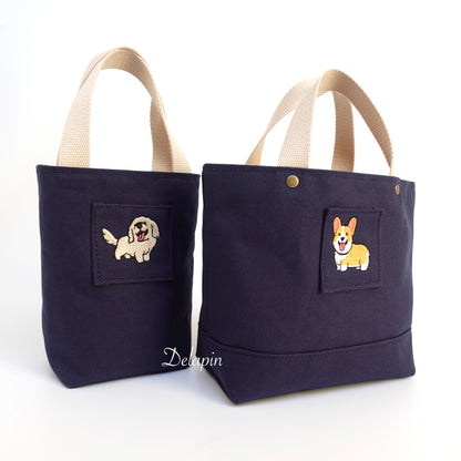 👑 皇室小短腿柯基 手提袋 帆布包 精選刺繡 厚磅 硬挺 台灣製