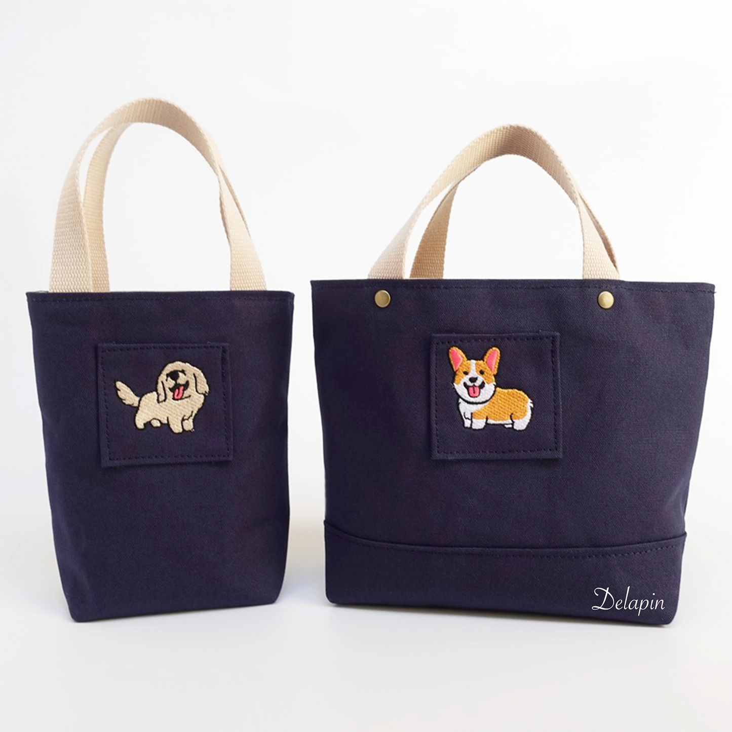 👑 皇室小短腿柯基 手提袋 帆布包 精選刺繡 厚磅 硬挺 台灣製